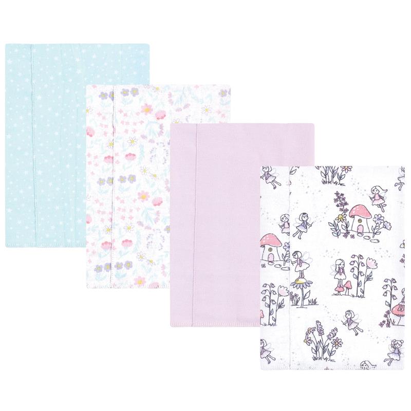Hudson Baby Unisex Baby Cotton Flannel Burp Cloths, Garden Fairies, One Size Image 1