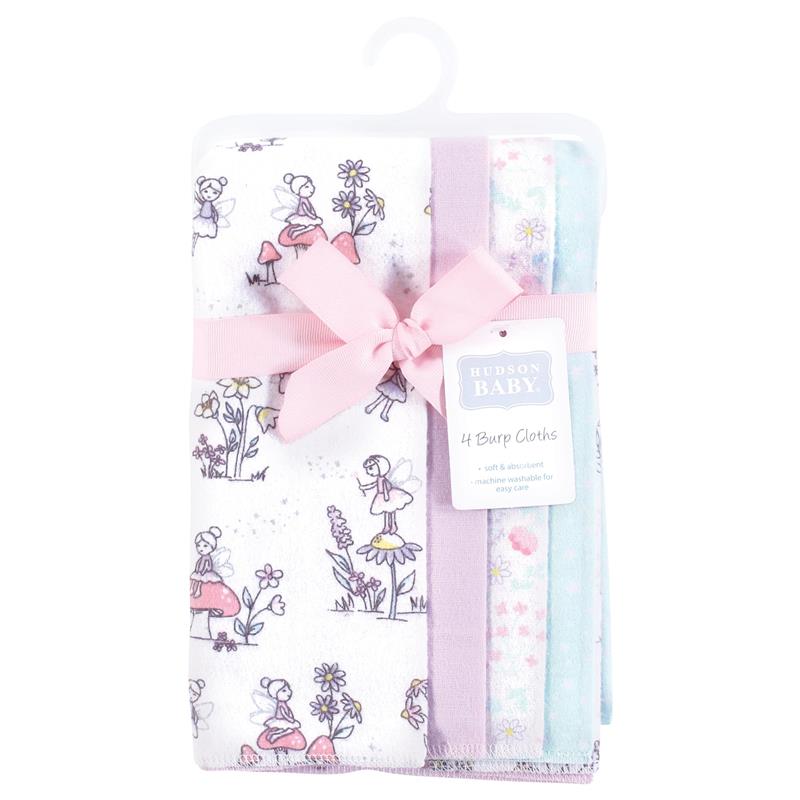 Hudson Baby Unisex Baby Cotton Flannel Burp Cloths, Garden Fairies, One Size Image 2