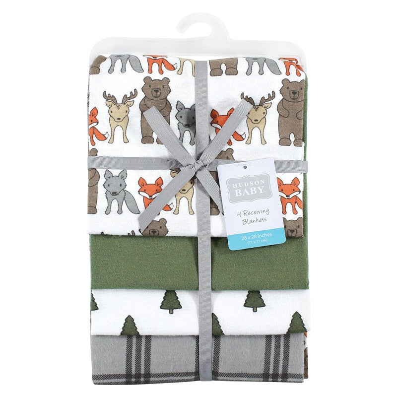 Hudson Baby Unisex Baby Cotton Flannel Receiving Blankets, Wild Forest, One Size Image 2