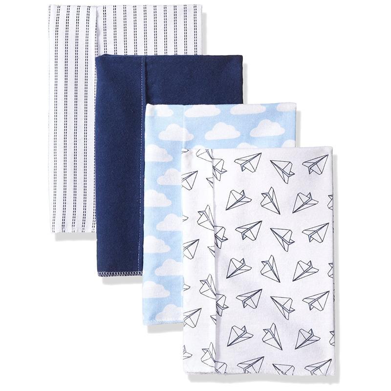 Hudson Baby Unisex Baby Flannel Burp Cloths, Paper Airplanes Image 1