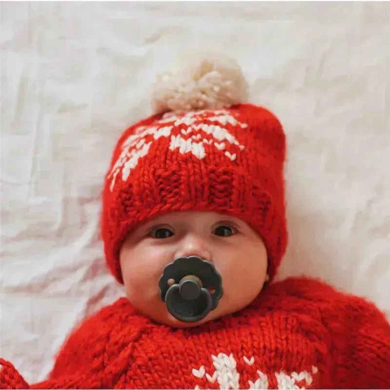 Huggalugs - Snowflake Red Beanie Hat For Baby & Kids Image 1