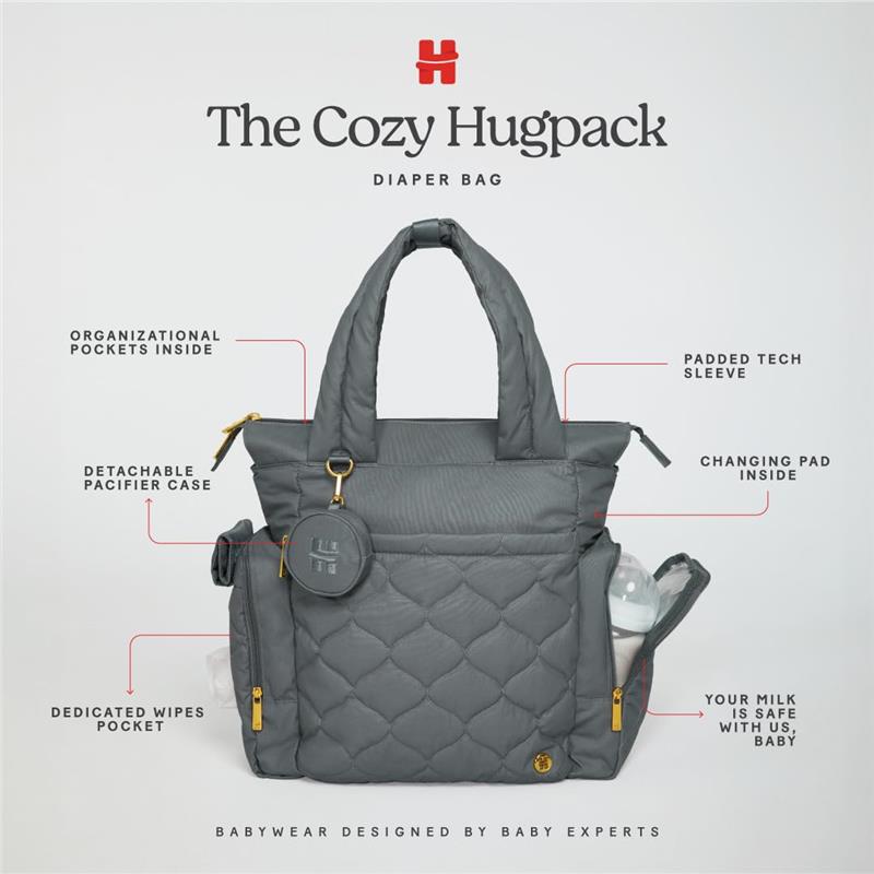HUGGIES Cozy Hugpack Tote Diaper Bag, Quiet Smoke Quilted Image 6