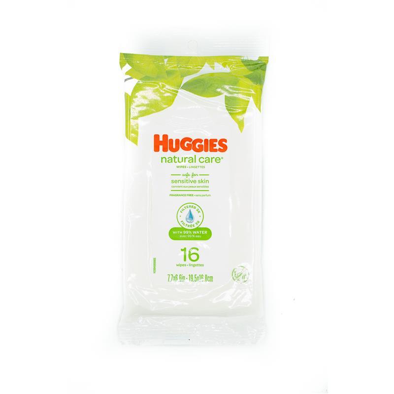 Huggies Natural Care Fragrance Free Baby Wipes 16 Count Travel Pack Image 1