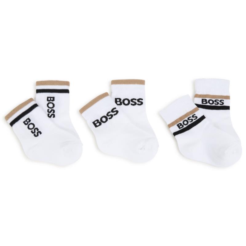 Hugo Boss Baby - 3Pk Socks White & Beige Image 1