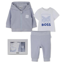 Hugo Boss Baby - Boy Cardigan, Trousers & T-Shirt Set, Pale Blue Image 1