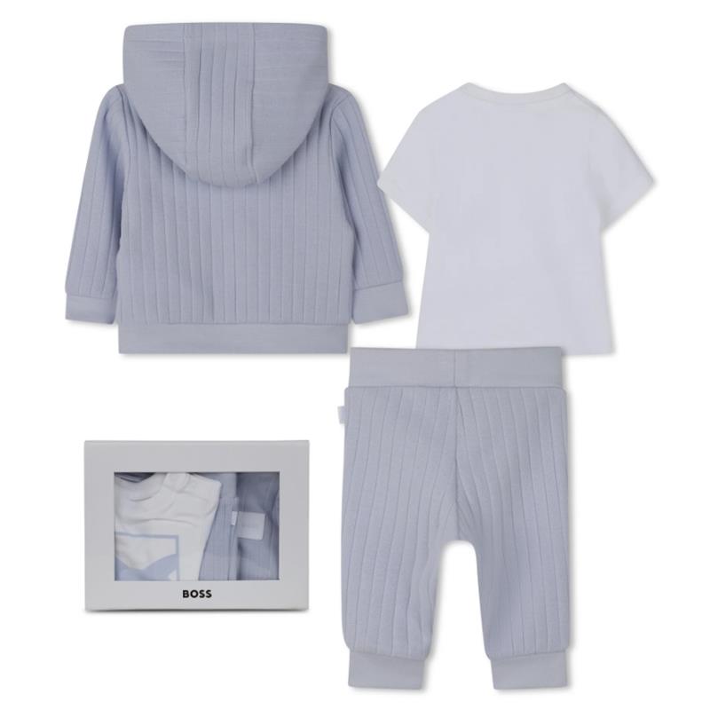 Hugo Boss Baby - Boy Cardigan, Trousers & T-Shirt Set, Pale Blue Image 3