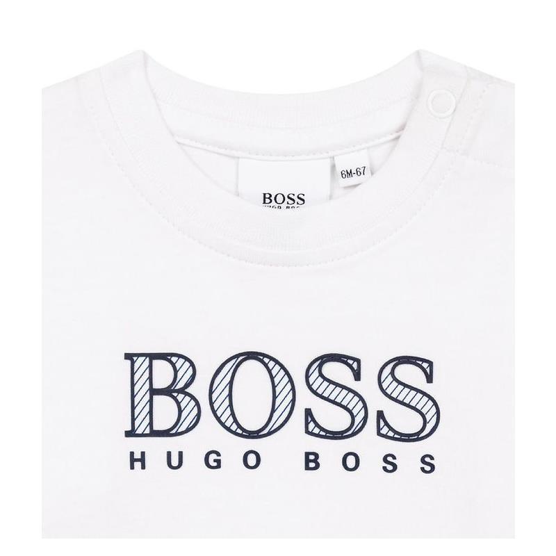 Hugo Boss - Baby Boy Cotton Jersey Long Sleeve With Logo, White Image 2