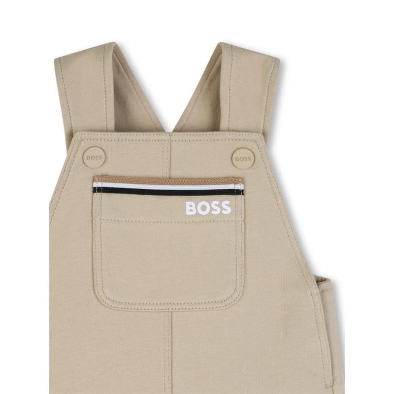 Hugo Boss Baby - Boy Infant Cotton Shortalls, Stone Image 3