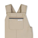 Hugo Boss Baby - Boy Infant Cotton Shortalls, Stone Image 3