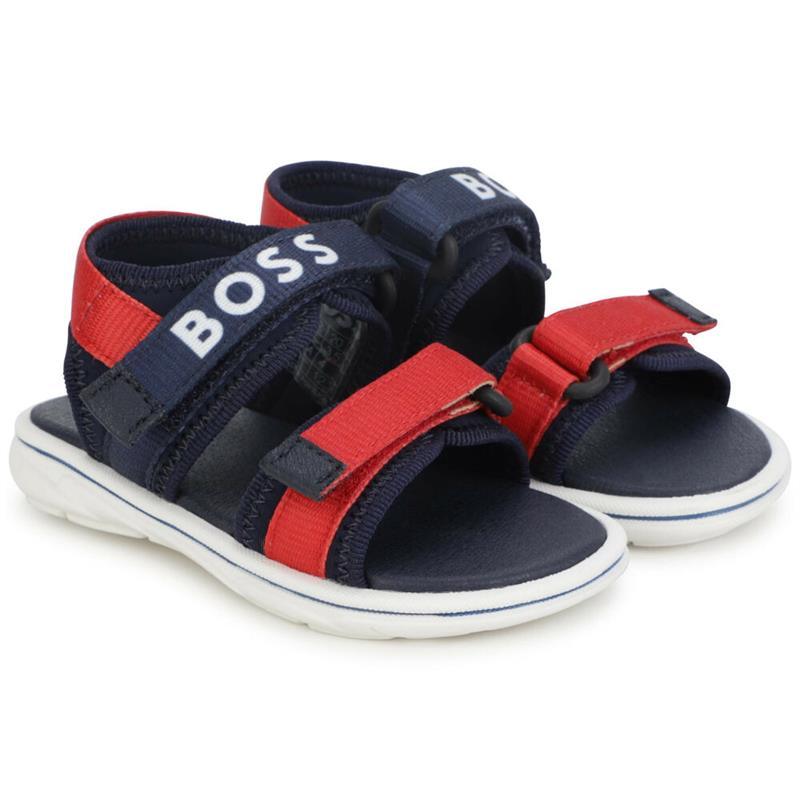 Hugo Boss Baby - Boy Navy Blue & Red Logo Sandals Image 1