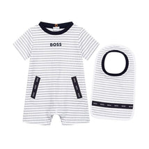 Hugo Boss - Baby Boy Short Overall & Bib, White/Blue Image 3