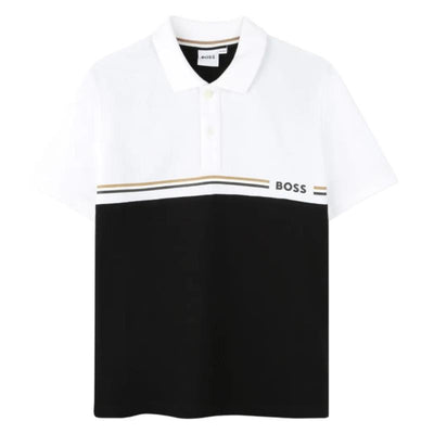 Hugo Boss Baby - Boy Short Sleeve Polo, Black & White Image 1