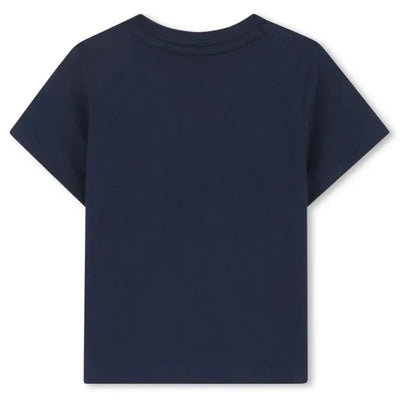 Navy blue short-sleeved tee-shirt for boys by Hugo Boss, showing a simple and clean back view design.