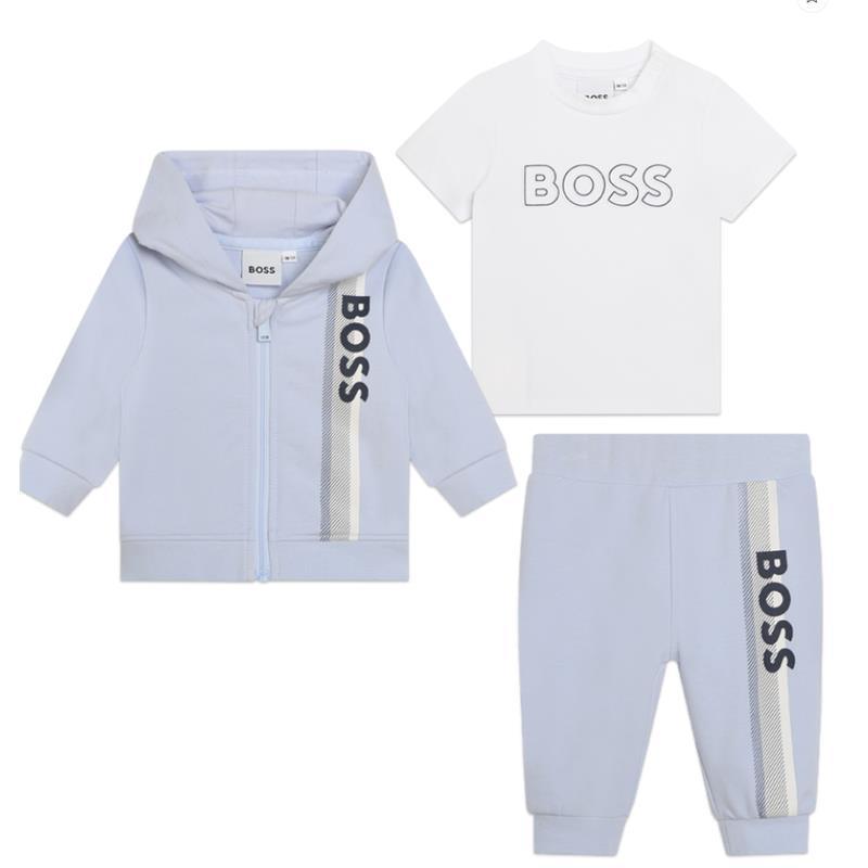 Hugo Boss Baby - Boy Sweats & Tee Set, White And Light Blue Image 1