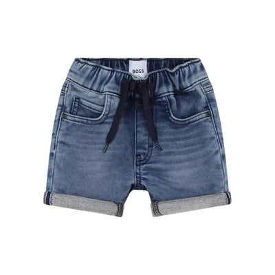 Hugo Boss Baby - Boy Whiskering Effect Denim Shorts, Double Stone Image 1
