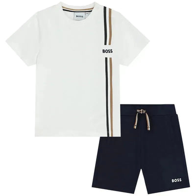 Hugo Boss Baby - Boy White & Navy Blue Mini Me Set Image 1