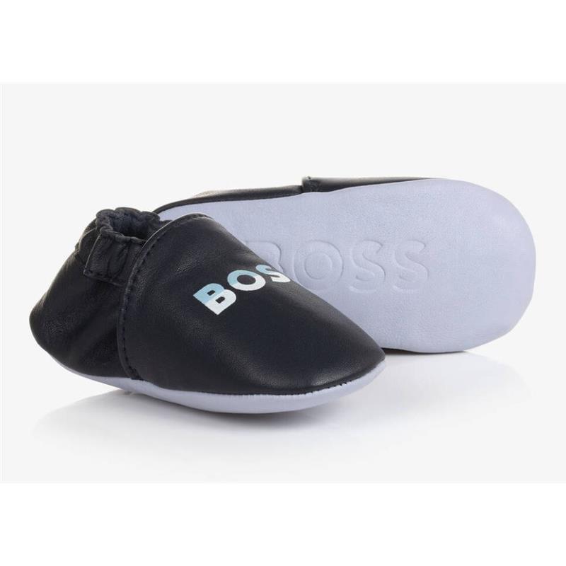 Hugo Boss Baby - Boys Blue Leather Pre-Walker Shoes Image 1