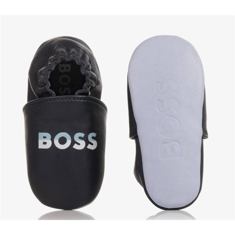 Hugo Boss Baby - Boys Blue Leather Pre-Walker Shoes Image 2