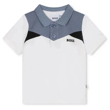 Hugo Boss Baby - Colorblock Short Sleeve Pique Polo, White/Blue Image 1