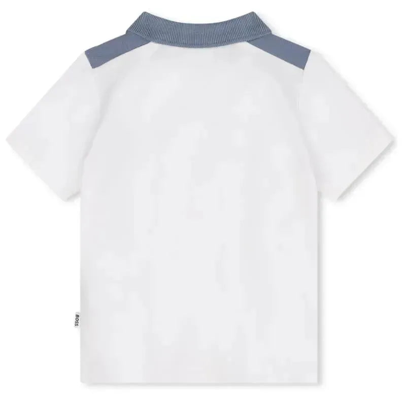 Hugo Boss Baby - Colorblock Short Sleeve Pique Polo, White/Blue Image 2