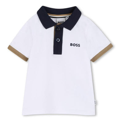 Hugo Boss Baby Cotton Polo Shirt Boss Logo White Image 1