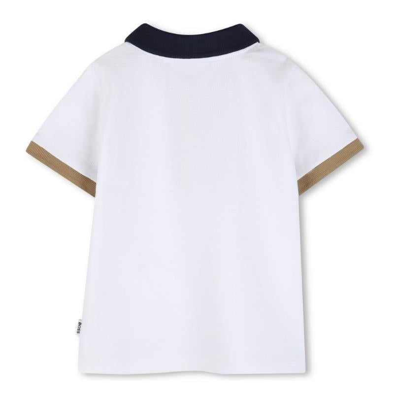 Hugo Boss Baby Cotton Polo Shirt Boss Logo White Image 2