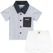 Hugo Boss Baby - Cotton Twill Shorts & Top Boy, White/Blue Image 1