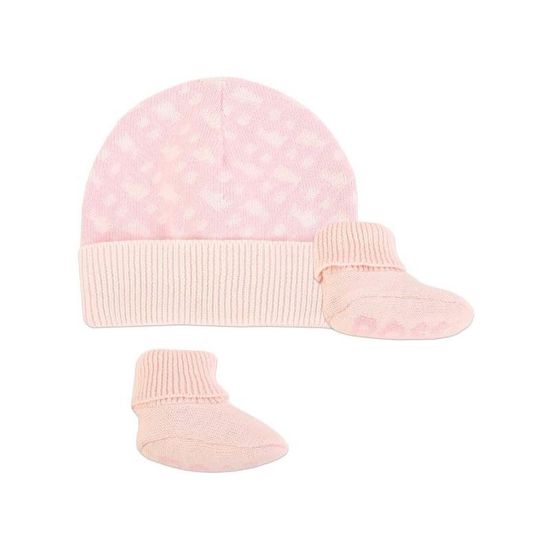 Hugo Boss Baby - Geometric Intarsia Hat & Slippers Set, Pink Image 1
