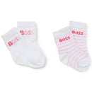 Hugo Boss - Baby Girl 2Pk Cotton Socks, White/Pink Image 1