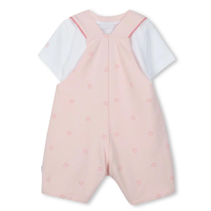 Hugo Boss Baby - Girl Dungarees & T-Shirt White And Pink Image 2