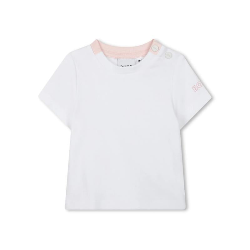 Hugo Boss Baby - Girl Dungarees & T-Shirt White And Pink Image 3