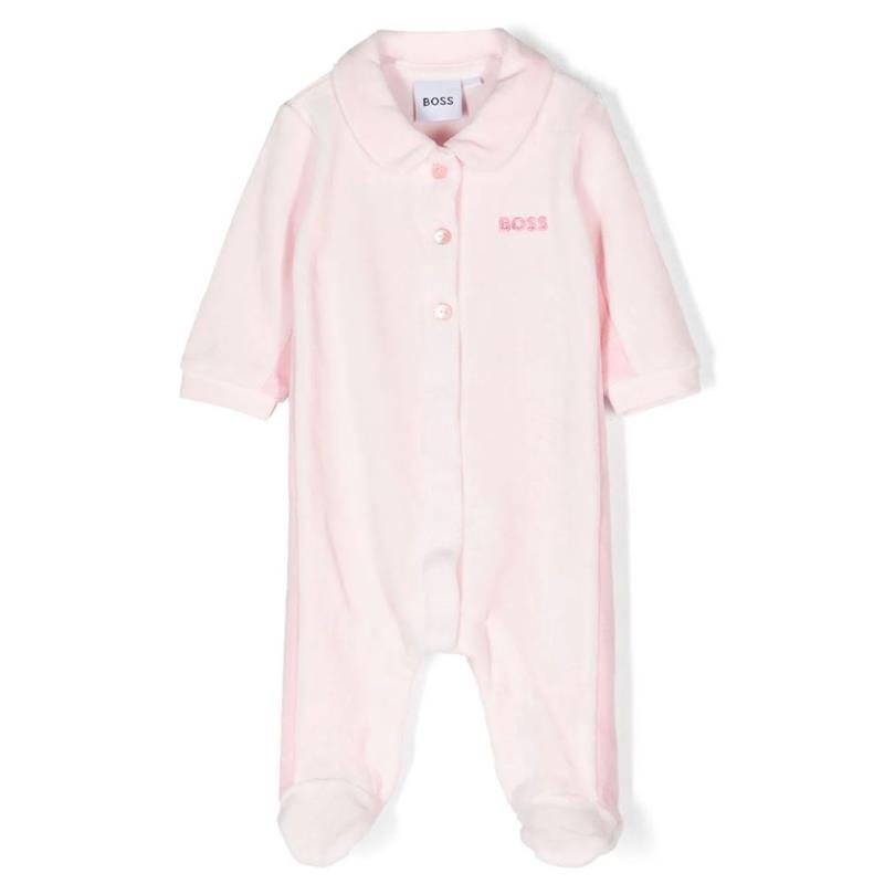 Hugo Boss - Baby Girl Logo Embroidered Pajamas, Light Pink Image 1