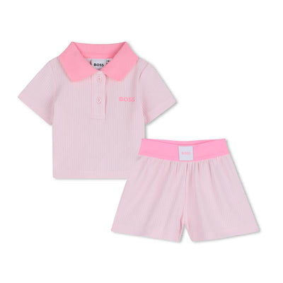Hugo Boss Baby - Girl Polo And Shorts Set, Light Pink Image 1