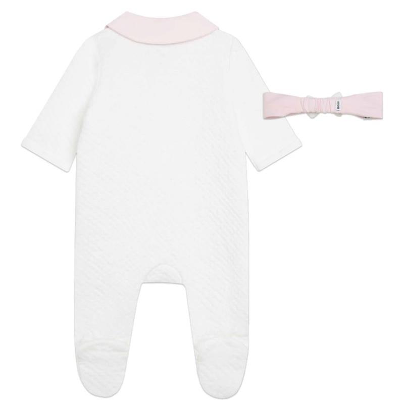 Hugo Boss Baby - Girl Sleepsuit And Headband Set, Off White Image 2