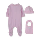 Hugo Boss Baby - Girls Footie Hat And Bib In Gift Box, Light Pink Image 2