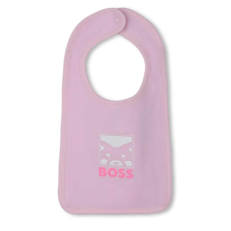 Hugo Boss Baby - Girls Footie Hat And Bib In Gift Box, Light Pink Image 4