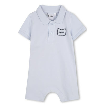 Hugo Boss Baby - Infant Short Seeve Polo Romper W Rubber Red Panda Patch Pale Blue Image 1