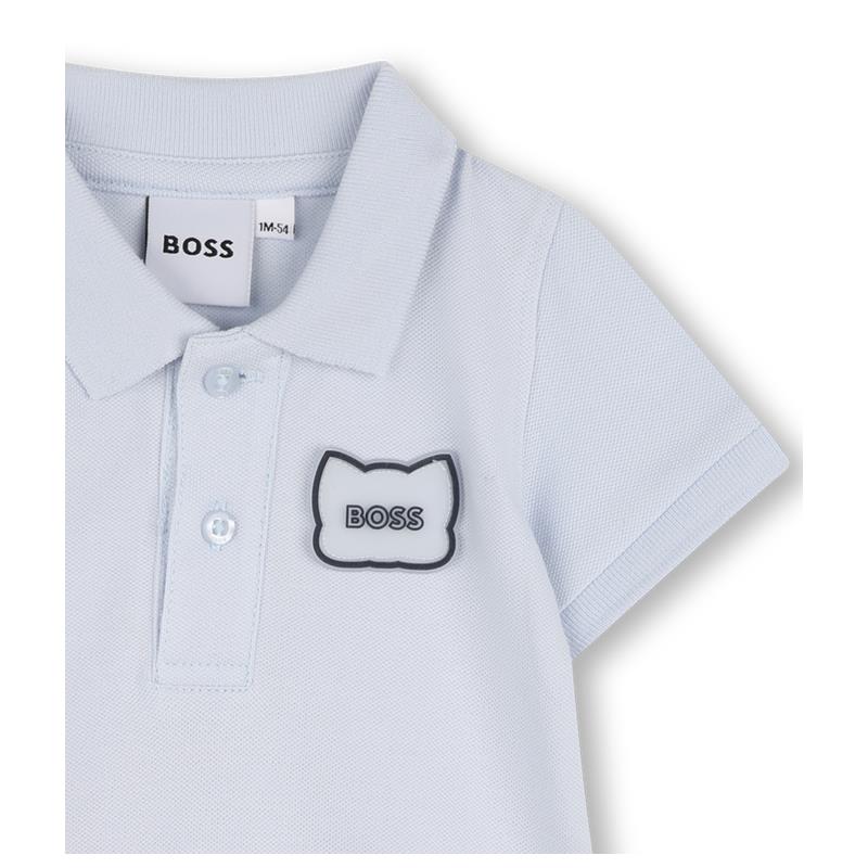 Hugo Boss Baby - Infant Short Seeve Polo Romper W Rubber Red Panda Patch Pale Blue Image 3