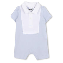 Hugo Boss Baby - Infant Short Sleeve Waffle Romper, Pale Blue Image 1