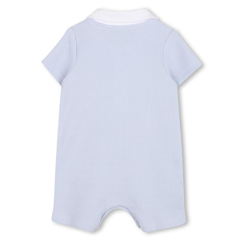 Hugo Boss Baby - Infant Short Sleeve Waffle Romper, Pale Blue Image 2