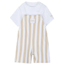 Hugo Boss Baby Infant Striped Overall & Tshirt Set, Stone Image 1