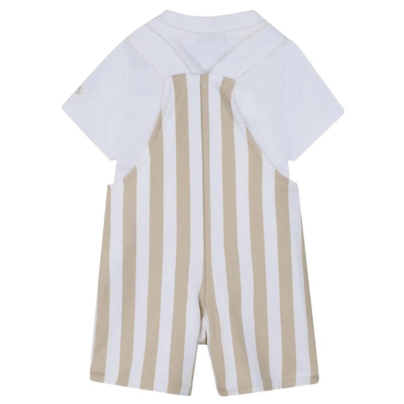 Hugo Boss Baby Infant Striped Overall & Tshirt Set, Stone Image 2