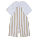 Hugo Boss Baby Infant Striped Overall & Tshirt Set, Stone Image 2