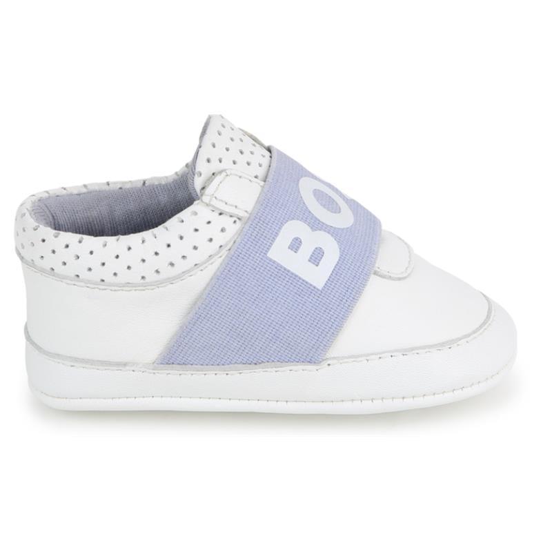 Hugo Boss Baby - Leather Slippers Boy Sneaker, White And Light Blue Image 2