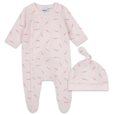 Hugo Boss Baby - Long Sleeve Bodysuit & Hat, Pink Pale Image 1