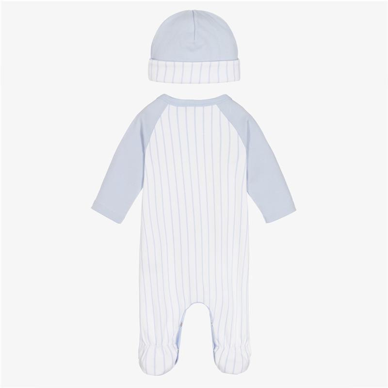 Hugo Boss Baby - Long Sleeve Stripped Footie & Hat, Pale Blue Image 2