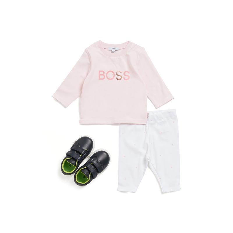 Hugo Boss - Baby Long Sleeve T-Shirt And Leggings Set Pink/White Image 4