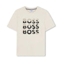 Hugo Boss Baby - Multi Logo Short Sleeve Tshirt White & Beige Image 1