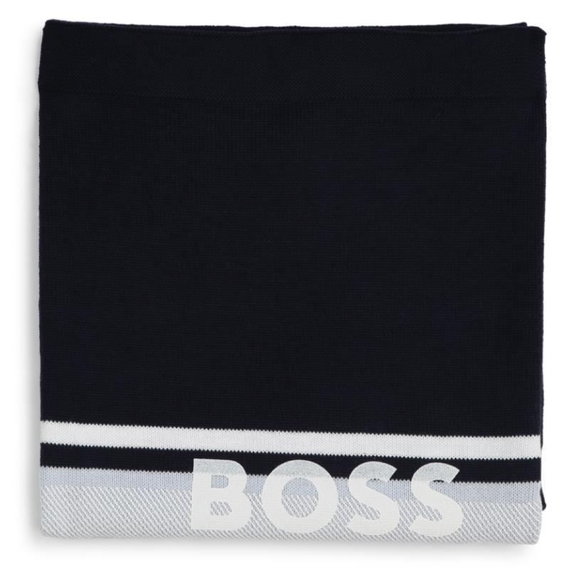 Hugo Boss Baby - Navy Knitted Cotton Blanket Image 3