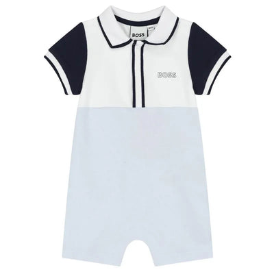 Hugo Boss Baby - Polo Pique Overall Pale Blue Image 1